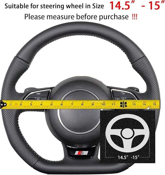 Suede D Shape Steering Wheel Cover,Compatible with Mustang Mach E 2021 2022 Suede Leather Sport Non-Slip Wheel Cover Car Interior Accessories 15 inch for Man and Women