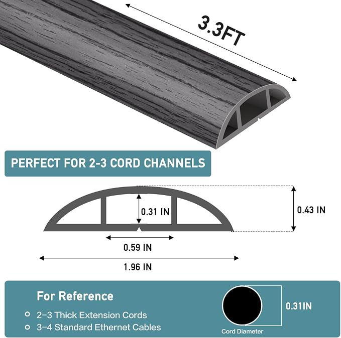 Floor Cord Cover Self Adhesive Cord Hider Floor Extension Cord Covers