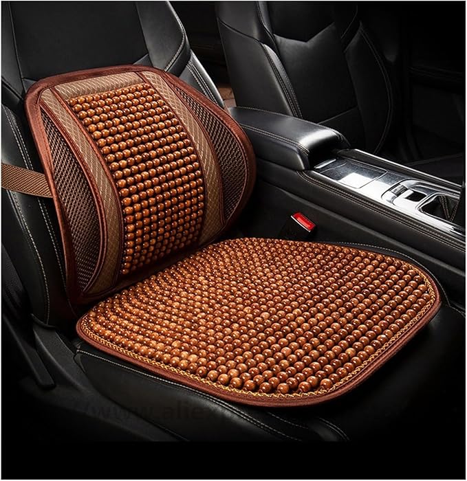TOMSE Car Seat Chair Back Cushion for BMW X3 G01 2019 2020 2021 2022 2023 2024, Wooden Beads Ventilate Mesh Lumbar Brace Strong Durable Relieve Fatigue Summer Interior Accessories,B-Waist Cushion