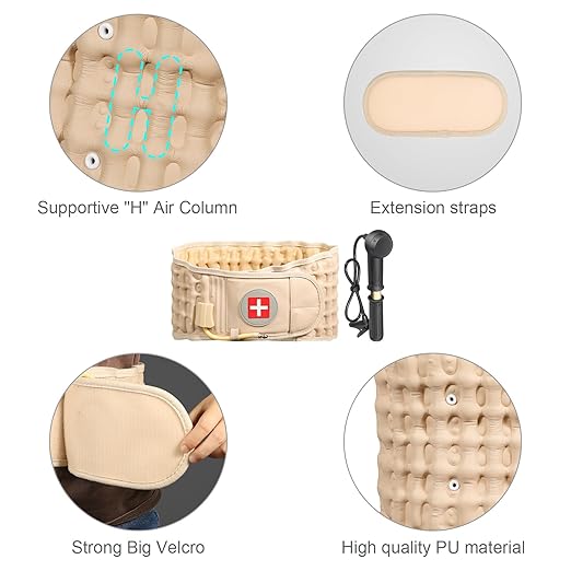 Decompression Back Belt for Lower Back Pain Relief and Lumbar Support, Spinal Decompression Belt for Woman and Men, One Size Fits 29-49 inches Waist, Decompression Back Brace for Sciatica (Beige)
