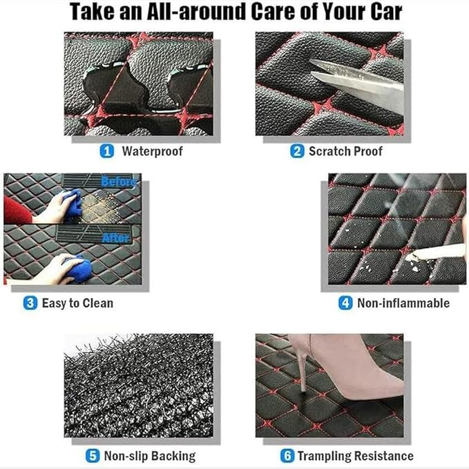 TREGOO All Weather Car Mats Custom Fit Non Slip Floor Mats for 1998-2025 Cars Personalized Leather Protection Pads Suitable for Men Women (Brown)