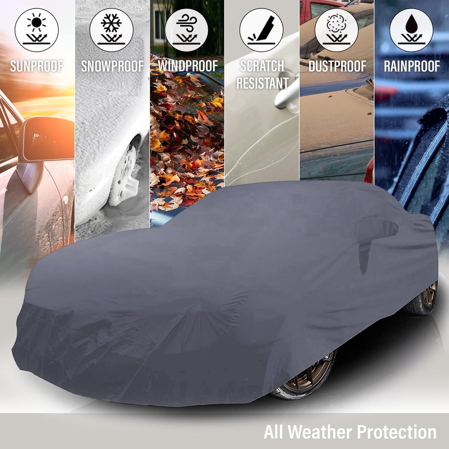 Supreme Full Car Cover – for Pontiac Sunfire 1995-2005 Coupe 2-Door Semi Custom Fit Waterproof Full Coverage All Weather Windproof Dust Proof Indoor Outdoor Automobile