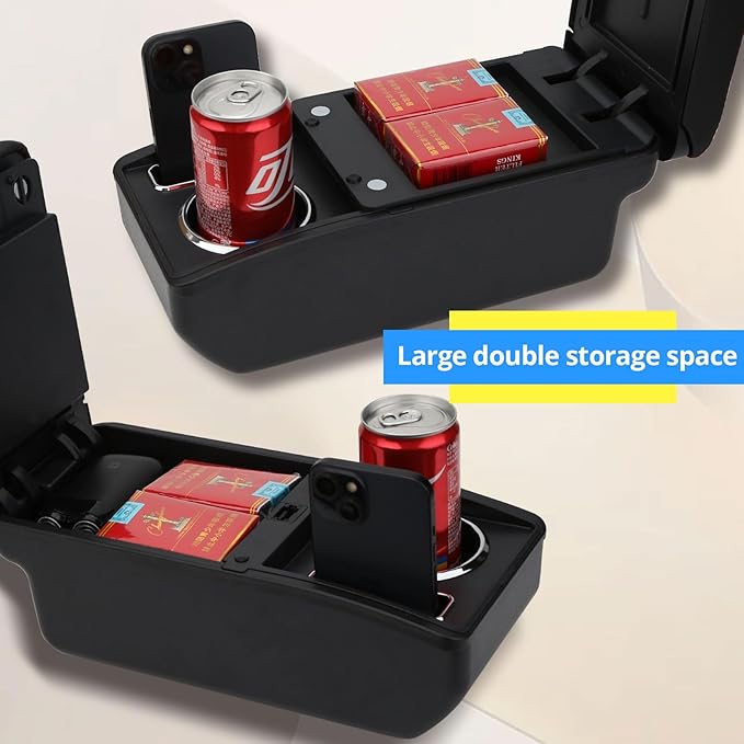 AULPHIKE Compatible with Ford Focus Armrest 2 Mk2 2005-2011 Center Console Organizer Armrests Double Layer Storage Space with Cup Holder