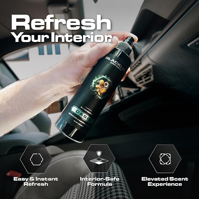 Blackline Car Care - Oasis Car Air Freshener, Long-Lasting, Oder Eliminator, for Cars, Trucks, SUV, or Home Use - 8 fl OZ - Scent Spray
