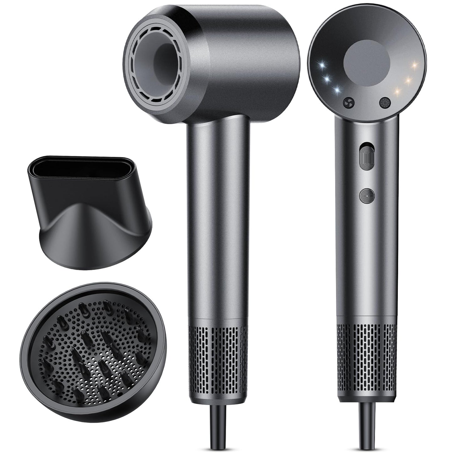 Hair Dryer, 160000 RPM Professional High Speed Ionic Blow Dryer 500 Million Negative Ions & Heat-Control & Low Noise Hairdryer for Faster Drying All Hair Types, No Heat Damage, Travel with Diffuser