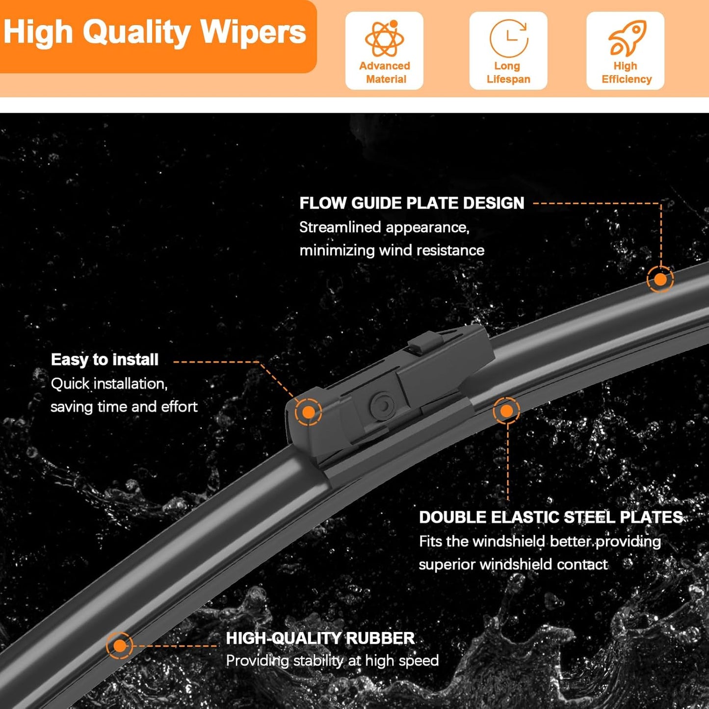 HULADAED® 26'' 16'' 12'' Windshield Wipers Replacement for Subaru Crosstrek 2013-2017 Impreza 2012-2016 Nissan Murano 2014-2009,Silicone Front Rear Wiper blades for MY Car-All Weather & Quiet(3 PACK)