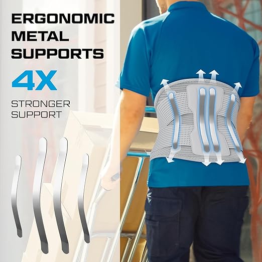 NEENCA Professional Back Brace for Herniated Disc, Lower Back Pain Relief, Lumbar Strain | Adjustable Lumbar Support Belt for Men and Women | Ideal for Work, Lifting, Posture Correction, Sciatica, Scoliosis (Gray, Medium)