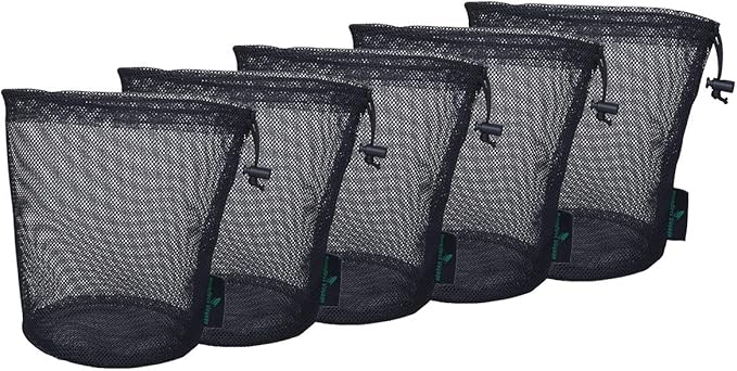 5pcs Durable Drawstring Net Bag Storage Ditty Bag M
