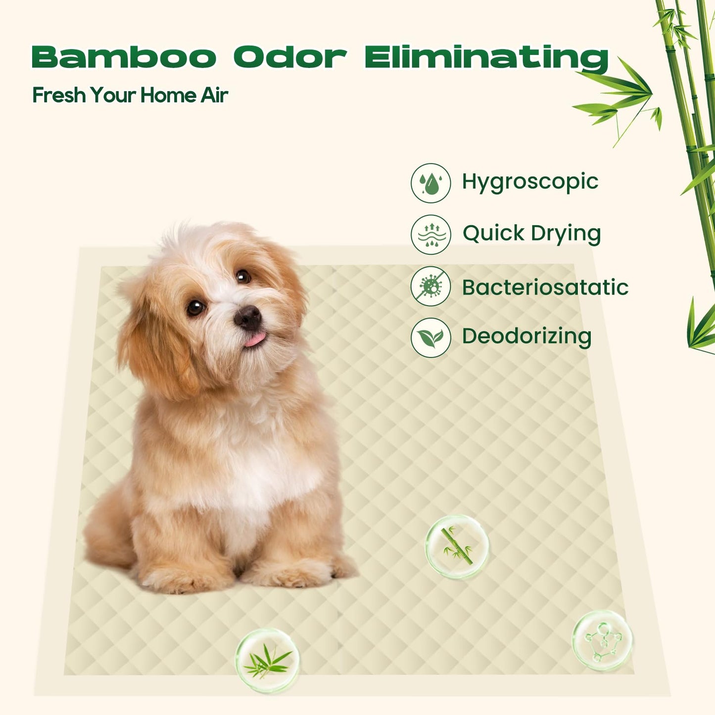 DOGGO DOUG Puppy Pads 100 Count Small 22x22in Bamboo Training Pads Deodorizing Leakproof Quick Drying Dog Pee Pads Super Absorbent Disposable Pee Pads for Dogs Puppies, Doggie, Cats, Rabbits