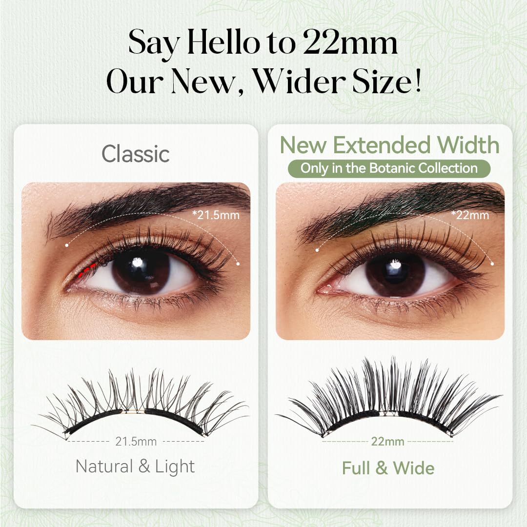 Soft Magnetic Eyelashes Kit with Applicator, [Tulip] 22mm Reusable Glue-free Wispy Magnetic Lashes, Cruelty-free False Lashes, Waterproof, Lightweight, Suit for Heavy Makeup