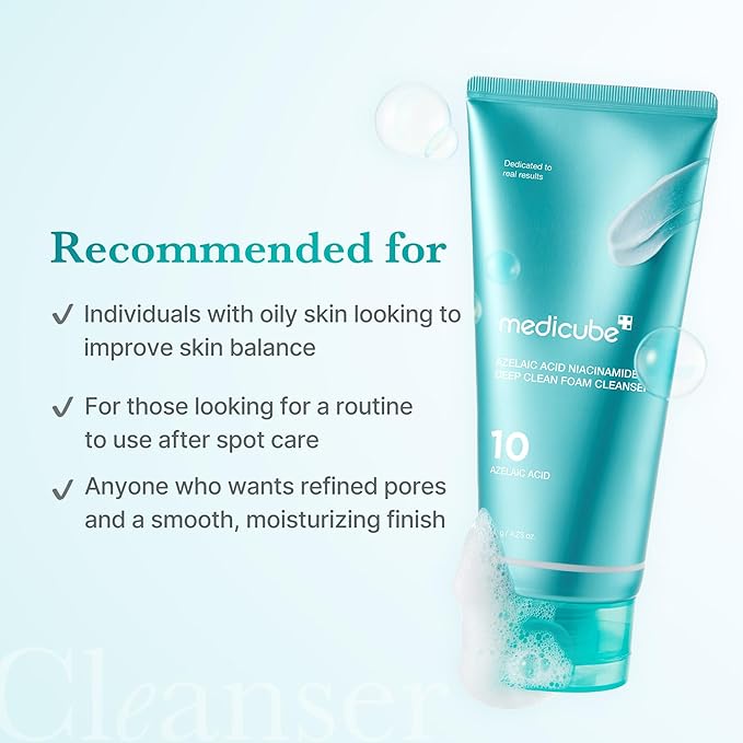 medicube Azelaic Acid Gummy Whip Cleanser | Cleansing Foam For Troubled Skin | Use After Spot Care & Excess Sebum Control | Niacinamide, Glycerin | Soothing, Pore Cleansing Face Wash | Korean Skincare