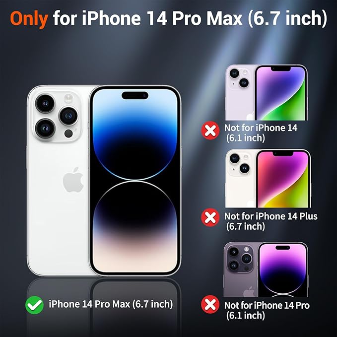 SUPFINE Magnetic for iPhone 14 Pro Max Case with Screen Protector (Compatible with MagSafe) (Military Grade Drop Protection) Translucent Matte Shockproof with Anti-Fingerprint Phone Case,Deep Blue