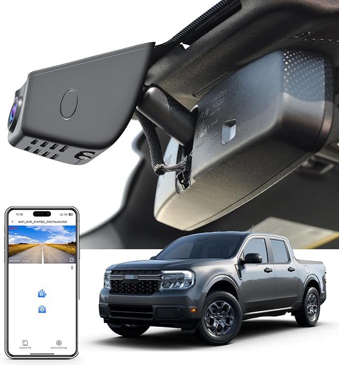 Mangoal 4K Dash Cam fit for Ford 1st Gen Maverick 2022-2024(Model A), XL XLT Lariat, Integrated OEM Look, UHD 2160P Video, Built-in WiFi, G-Sensor, Loop Recording, Free App, GPS, 64GB Card