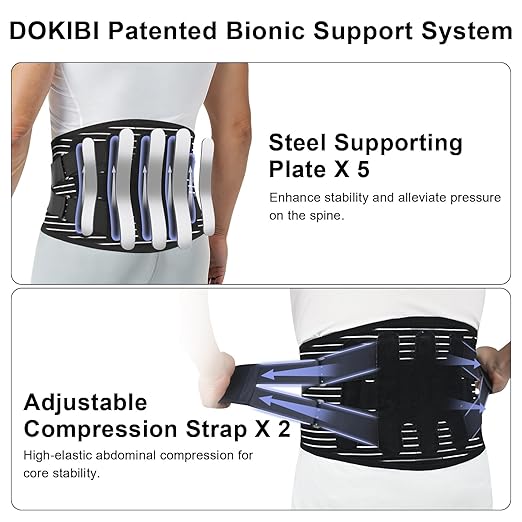 Back Brace for Lower Back Pain Relief with Bionic Support System,Lumbar Support Belt for Men Women,Breathable Mesh with 3D Lumbar Pad for Herniated Disc, Sciatica, Scoliosis(Black，S)