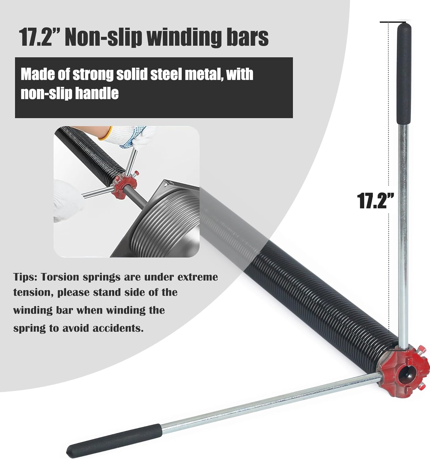 Garage Door Torsion Spring Set, Pair of 2" Electrophoresis Coated Garage Door Spring Replacement with 2 Non-Slip Winding Bars and Bearing, Minimum 16000 Cycles (.262x2x36)