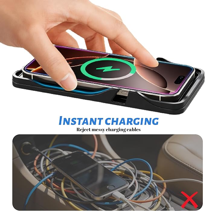 Non Slip Wireless Charger Mat for Mazda CX-5 2013-2025, Type-C/USB Car Wireless Charger Non-Slip Phone Charging Wireless Car Charger,B-typec
