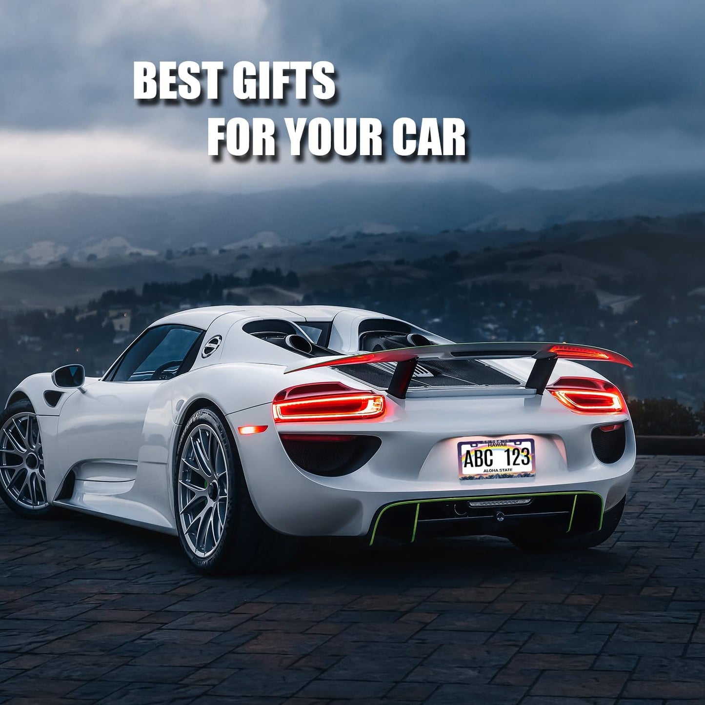 Moon Phase License Plate Frame Mountain Night Stars License Plate Holder Front and Rear Car Tags Stainless Steel Auto Parts Funny License Plate Decoration with Screws Men Women 12.2"x 6.2"