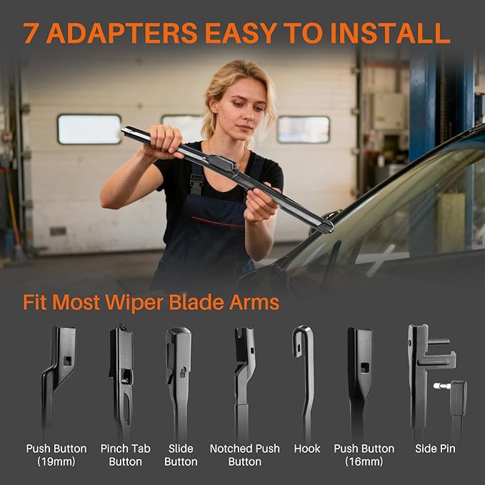 DOG TAIL Water Repellent Silicone Wiper Blades 17 inch (2 Pack) with Multiple Adapters and 2 Refills, Automotive Replacement Front Windshield Wiper Blades for My Car with Water Repellency DropClear