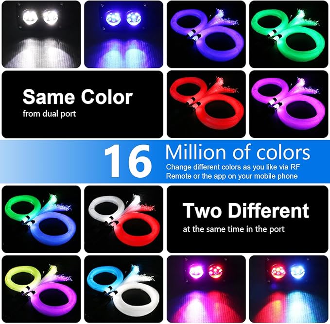 AZIMOM Dual Color 20w Twinkle Fiber Optic Starlight Headliner Kits Mixed 860pcs13.1ft, RGB Meteor Shooting Star, Sound Activated Remote APP Control Home Car Ceiling Décor
