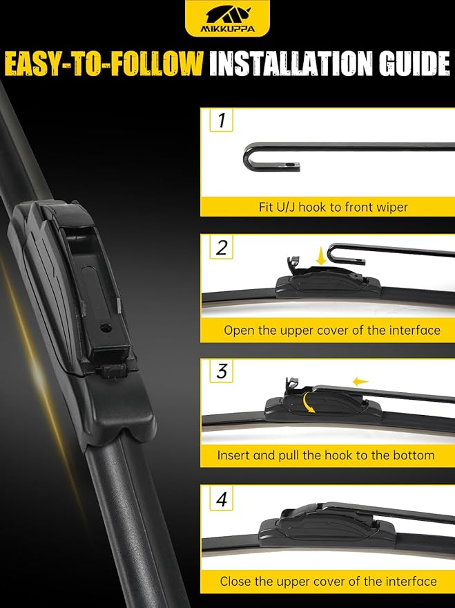 MIKKUPPA 26"/24"/11"/14" Windshield Wiper Blades Replacement for 2016-2023 Honda Pilot - Original Factory Quality Front and Rear Wipers Blade Set for My Car - (Pack of 4) U/J Hook