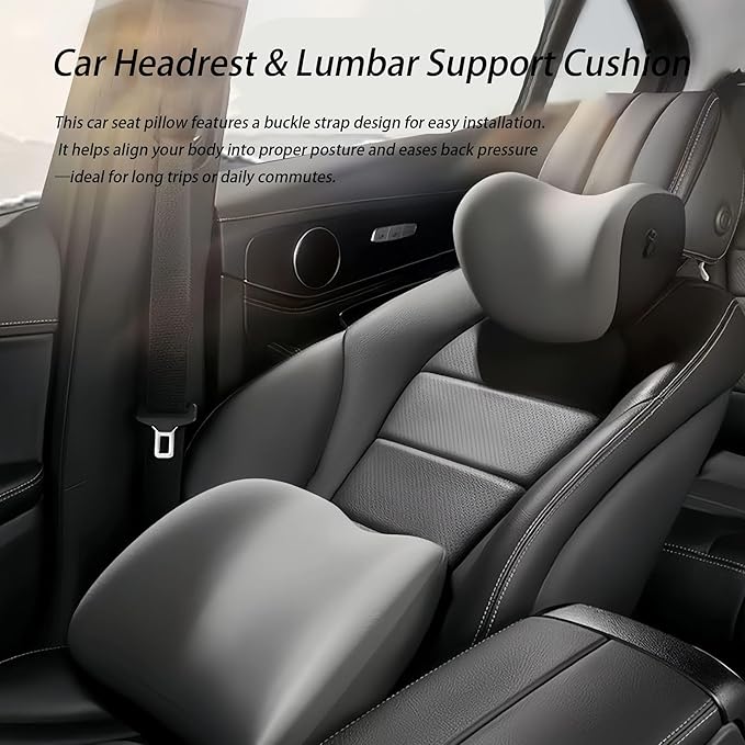 Car Lumbar Support Pillow and Car Neck Pillow Kit for Chrysler 300 2005-2020 2021 2022 2023 2024 2025 2026, Car Seat Neck Back Rest Pillows, Ergonomic Car Seat Headrest & Lumbar Cushion