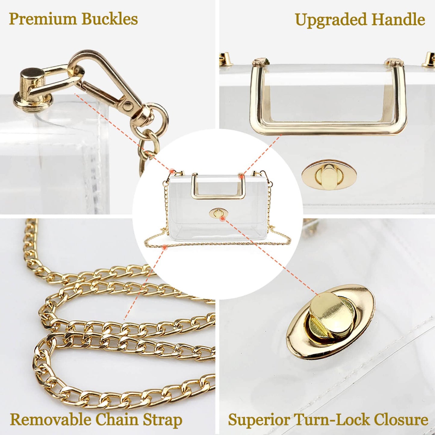 COROMAY Clear Purse for Women, Clear Bag for Stadium Events, Transparent Crossbody Bag for Women
