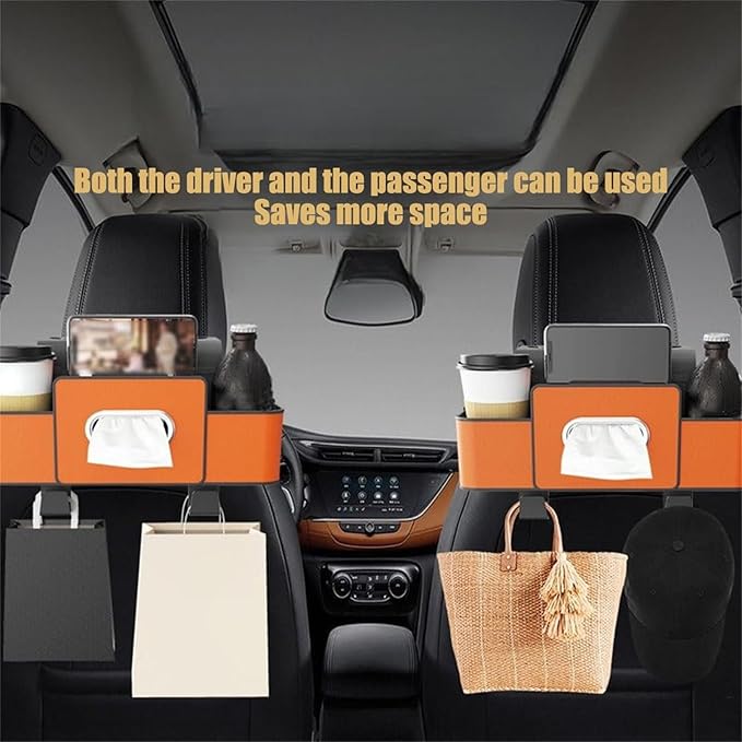 Car Organizers and Storage Box Behind Seat, Large Car Seat Back Organizer for Hold Phone, Drinks, Handbag, Universal Fit for Suv/Sedan (white, 2pcs)