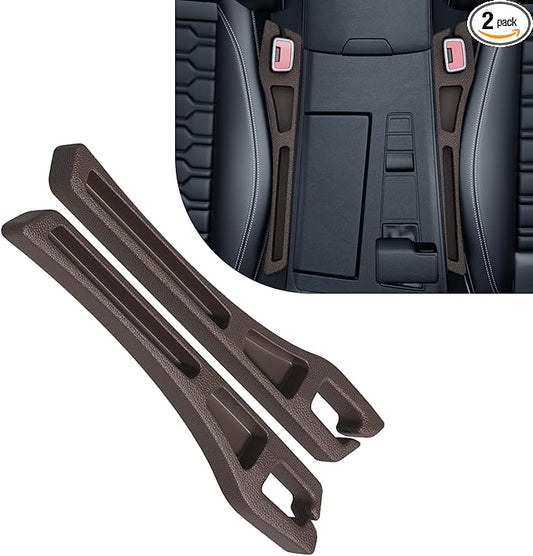 Car Seat Gap Filler Organizer, 2PCS Multifunctional Vehicle Fill Gap Blocker with Storage Slot Between Seat Console, Anti-Drop Auto Interior Organization, Universal for SUV Truck Sedan(Brown)
