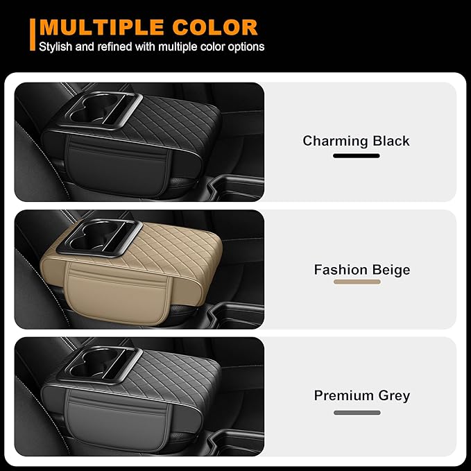 Armrest Cover for Car Fit for Jeep Gladiator - Center Console Cover with Cup Holders and 2 Storage Pockets(Grey)