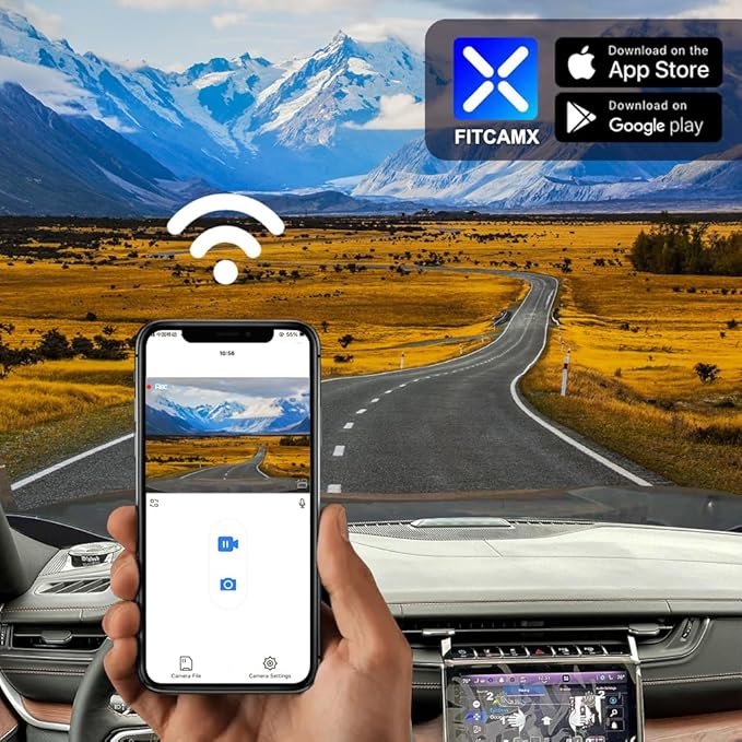 Fitcamx Front 4K+Rear 1080P 4K Dash Cam Adapts for Jeep Grand Cherokee 2023-2025 L 4XE (HD2-0513), Integrated OEM Look, Dual HD Video, WiFi & APP, Loop Recording, G-Sensor, Easy to Use, 128GB Card