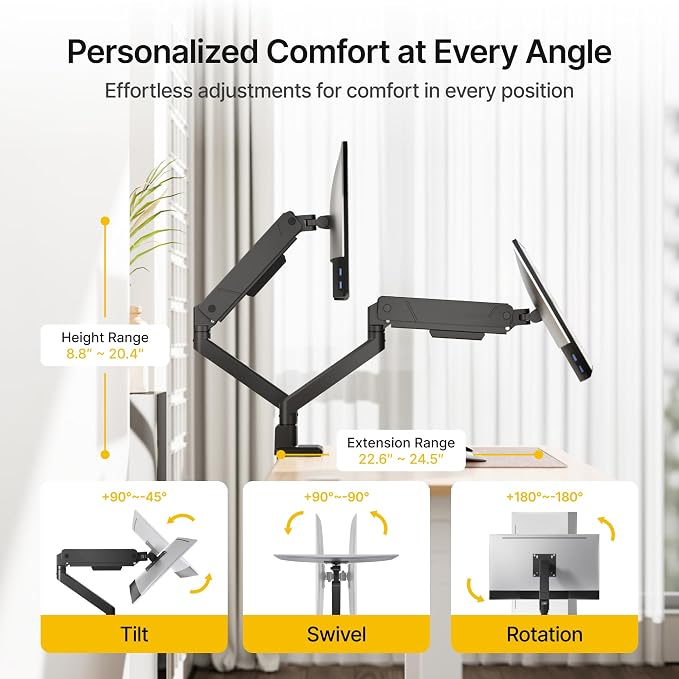 monTEK Dual Monitor Mount Monitor Arms
