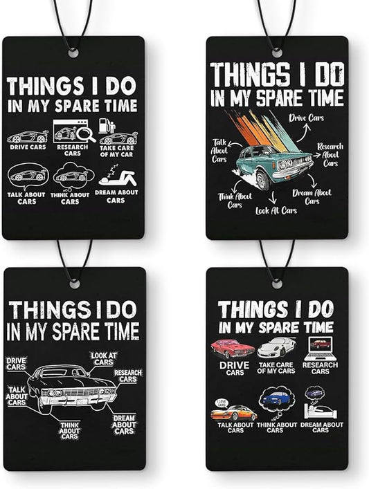 Car Lovers Gifts Air Freshener 4 Pcs, Funny Humorous Sarcastic Hanging Air Freshener for Cars, Car Enthusiast Gifts Accessories for Men
