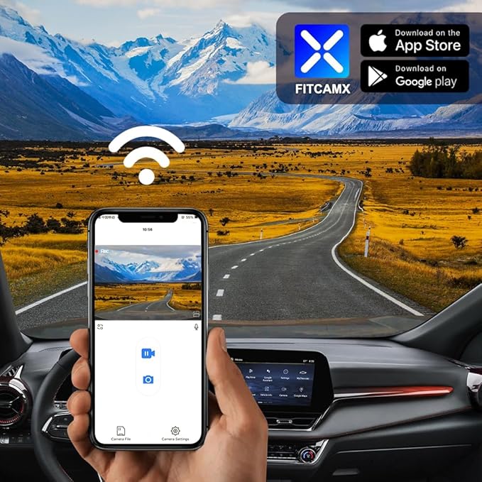 Fitcamx Front 4K+Rear 1080P Dash Cam Adapts for Chevy Equinox 2025 2026 Gas Powered (NOT EV Electric) HD2-1231, OEM Look, 2 Way HD Video, Loop Recording, WiFi & APP, G-Sensor, Easy to Use, 128GB Card