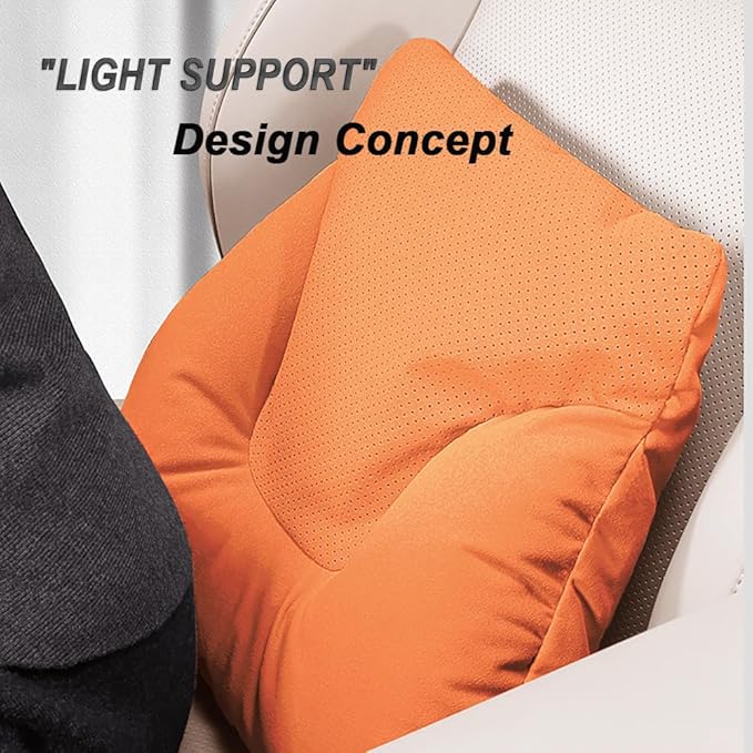 Car Neck Pillow Set for Honda Civic Si 2017 2018 2019 2020 2021 2022 2023 2024 2025, Leather Car Headrest Lumbar Support Waist Backrest Head Support Cushion,Orange