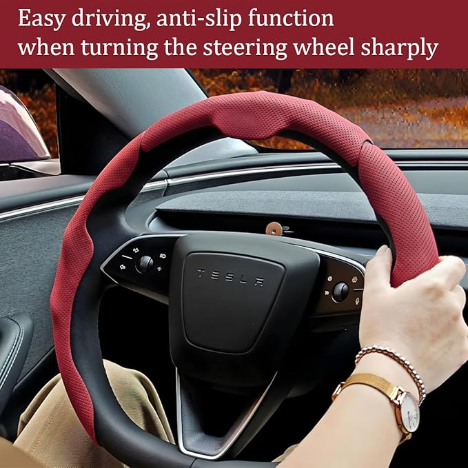 Car Steering Wheel Cover, Nappa Leather 15 Inch Snap-On 3PCS Set Vehicle Steer Wheel Wrap Protector, Non-Slip Automotive Interior Protection Accessories, Universal Fit (Blue)