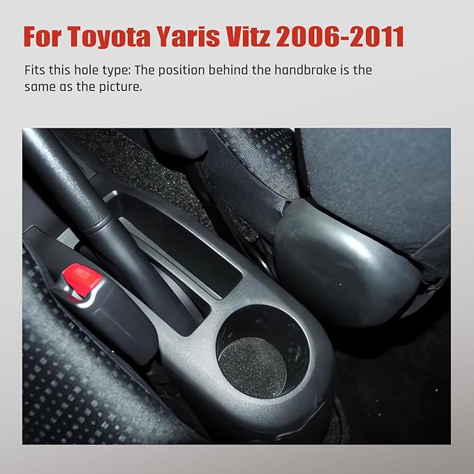 Car Armrest Box for Toyota Yaris Vitz 2006-2011 Auto Accessories Center Console Leather Arm Rest Double-Layer Storage Space with Cup Holder (Red Thread)