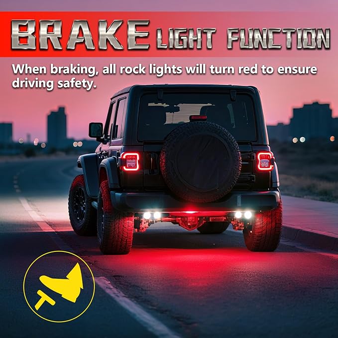 6 Pods Full Angle RGB LED Rock Lights for ATV UTV RZR Offroad Golf Cart SXS Truck Jeeps,Waterproof Multicolor Neon Underglow Kit with APP/RF Remote, 12Volt Underbody Lights