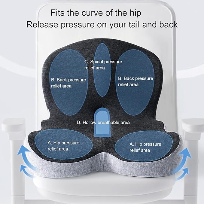 Car Seat Cushion for Long Driving, Ergonomic Memory Foam Seat Cushion, Car Seat Cushion for Back Pain and Lumbar Support Non Slip and Easy Clean for Driving Gaming Chair and Travel A Green