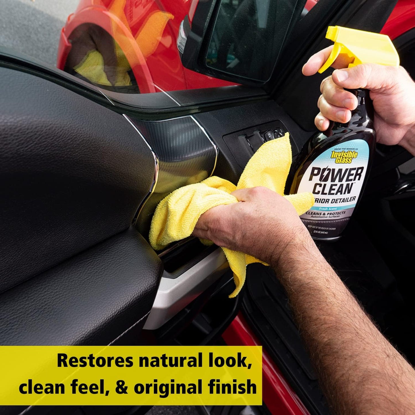 Invisible Glass 92024-4PK Power Clean Automotive Interior Detailer Cleaner Protectant and Conditioner to Restore Interior Surfaces Prevent Fading, 22 Fl Oz, Pack of 4