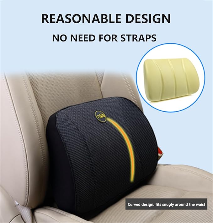 Heightening Wedge Car Seat Cushion Pad for Driving with Comfort Memory Foam, Curved Design Closely Adheres to The Lumbar Spine and Buttocks, Relieving Fatigue Broader Vision (Cushion Set,Black)