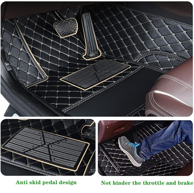 Custom Personalized Floor Mats for Cars - Luxury Full Coverage All Weather Mats, Anti-Slip Leather Mat Set, Fit for 99% of Cars, SUVs & Trucks (Blue, C-Double Color)