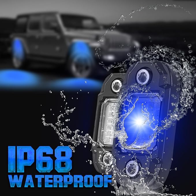 6Pods LED Rock Lights 24 LEDs Chips Neon Trail Rig Lamp Underglow Lights for Cars Trucks SUV ATV UTV(Blue)