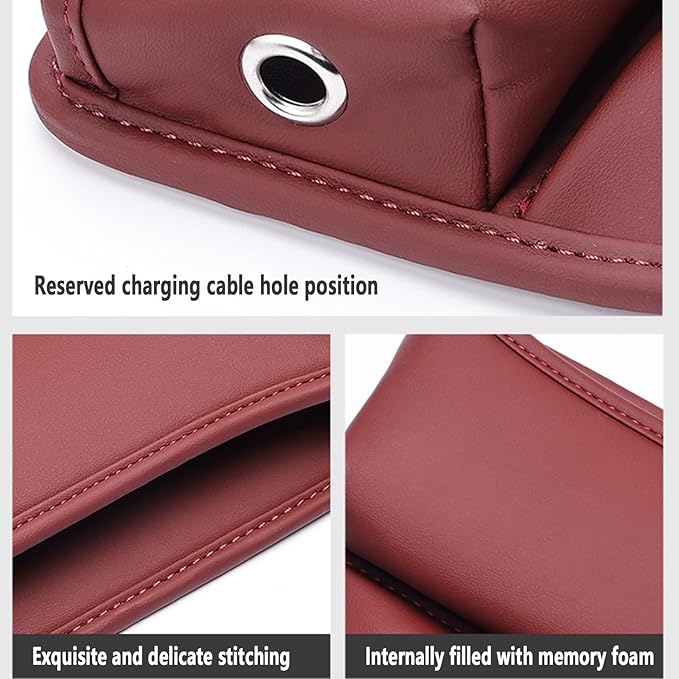 Universal Fit Premium Leather Car Seat Gap Filler Organizer, Center Console Organizer for Car SUV Truck (Burgundy，2 Pack)