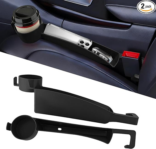 2PCS Car Seat Gap Filler Organizer, Console Side Organizer, Seats Gap Organizer with Phone Holder, Multifunctional Car Seat Filler Gap Space Prevents Things Dropping for Most Vehicles (Black)