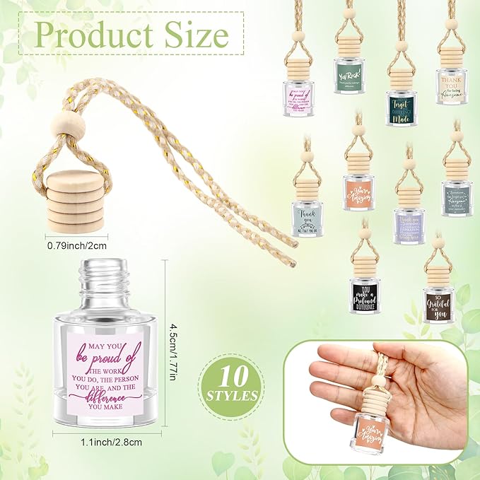 Funnymoom 30 Pcs Employee Appreciation Gifts Bulk Empty Glass Car Air Freshener Hanging Diffuser Thank You Gifts for Employee Nurse Staff Dietician Social Worker Volunteer