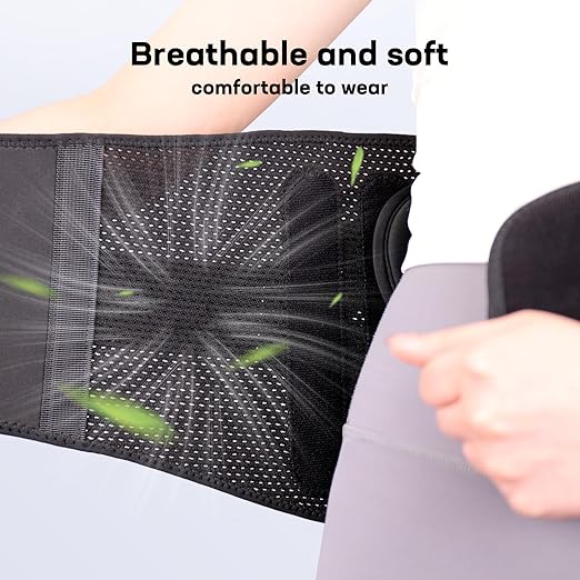 Pro Back Brace for Men Women Lower Back Pain Relief with Rigid Bionic Support & Massager Pad, Air Mesh Lumbar Belt for Sciatica, Hernia Disc, Scoliosis, Adjustable Brace for Spinal (Black, Small(Belly: 27"-33"))