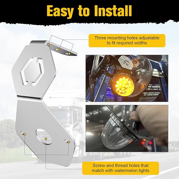2PCS Turn Signals Bracket Watermelon Light, 17 LED Dual Revolution Amber Turn Signal and Marker to Blue Auxiliary Marker Lights with Watermelon Light Mounting Plate for Trailer Heavy Trucks