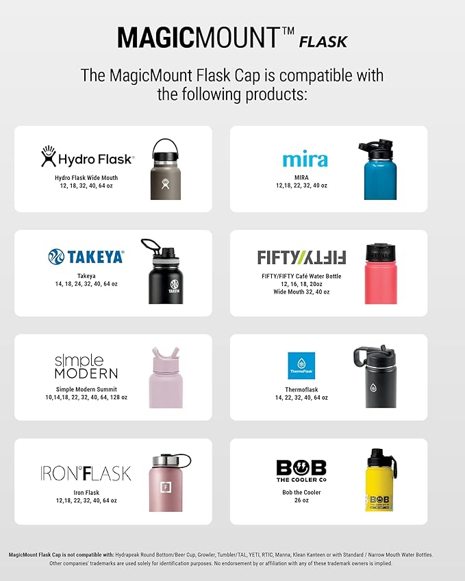 Scosche MFMS22 MagicMount Flask 22 oz Stainless Steel Water Bottle with MagSafe Phone Mount Stand, 12H Hot & 24H Cold Insulated Flask with Magnetic Phone Holder for Gym, Car, Travel, Sports 22oz, Blue