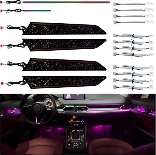 256-Color Interior Ambient Lighting Kit for Mazda CX-5 2017-2025 | 4 Door Panels + LED Strips + Footwell & Handle Lights | Music Sync, APP & Button Control