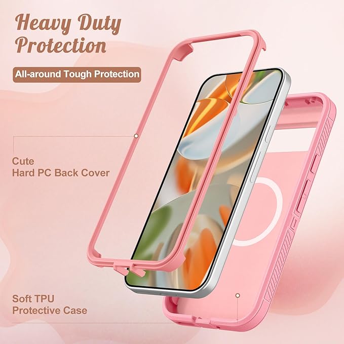 for Google Pixel 9 Case/Pixel 9 Pro Case - Compatible with MagSafe Women Girls Cute Magnetic Protective Cover Girly Cat Flower Floral Design Heavy Duty Shockproof for Pixel 9/9 Pro Phone Case